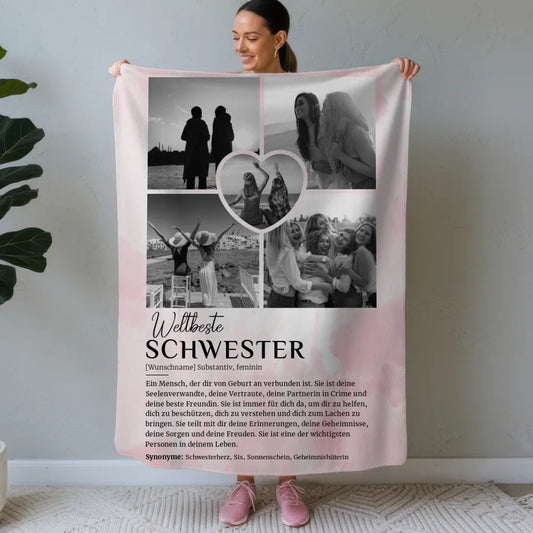 personalisierte decke definition schwester 5 fotos black white rosa aquarell Definitions Designs 1