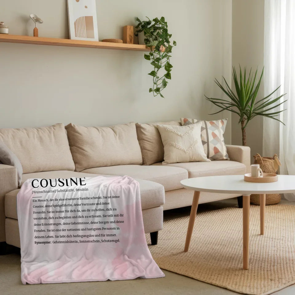 personalisierte decke definition cousine rosa aquarell mit name 4