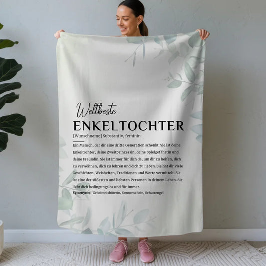 personalisierte decke mit definition enkeltochter im eukalyptus stil Definitions Designs 1