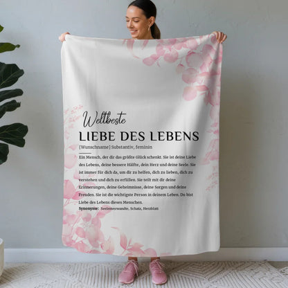 personalisiert decke definition liebe des lebens rosa floral mit name Definitions Designs 1