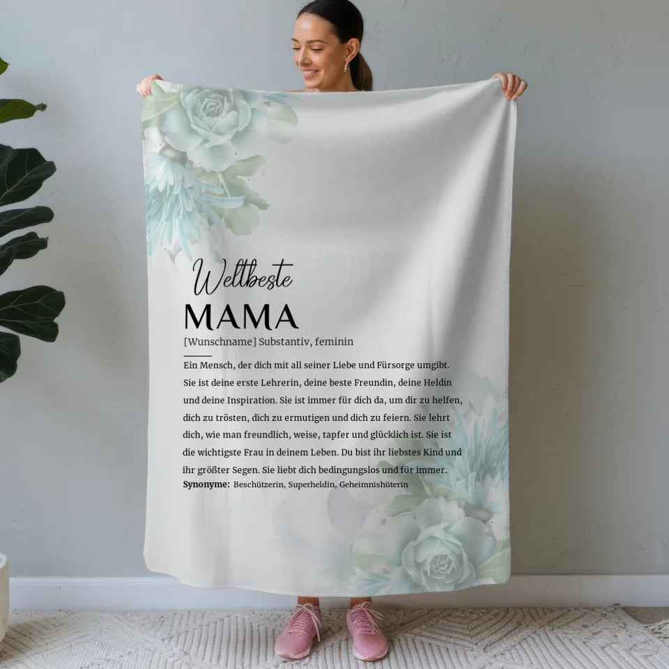 personalisierte decke floral blau definition mama mit name Definitions Designs 1