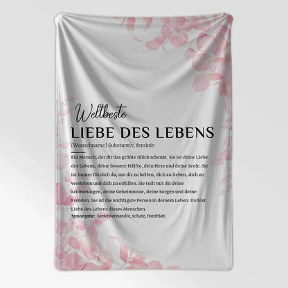 personalisiert decke definition liebe des lebens rosa floral mit name 7