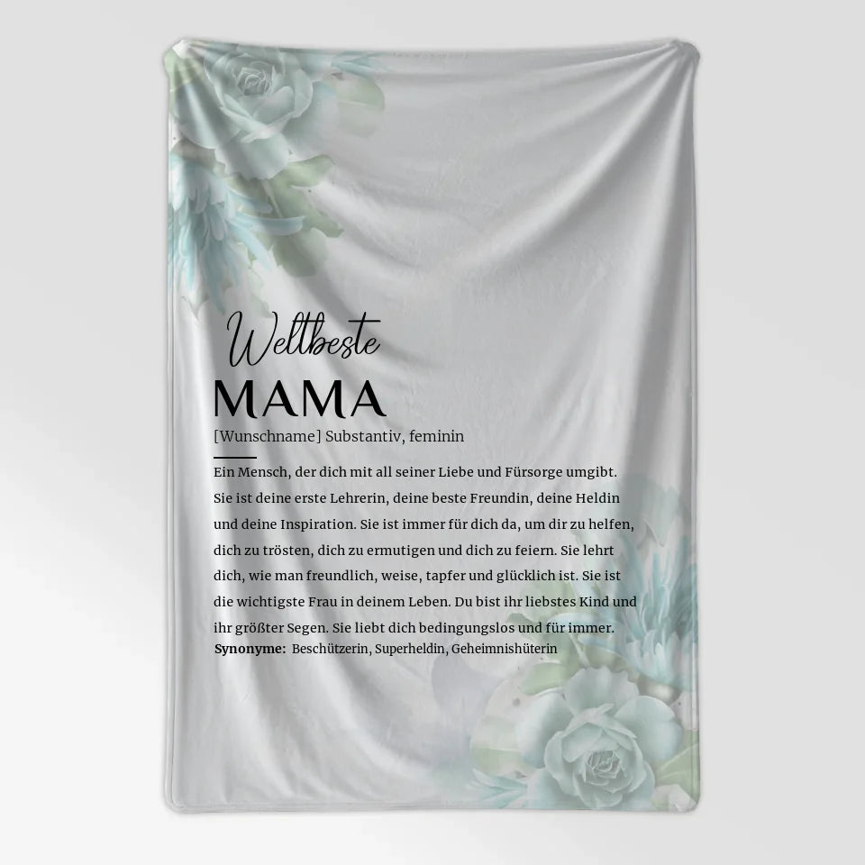 personalisierte decke floral blau definition mama mit name 7