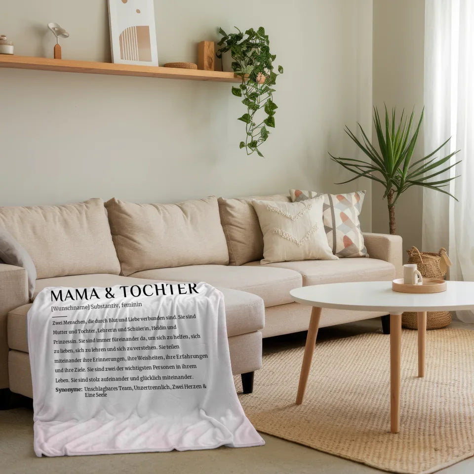 personalisierte decke mama tochter definition rose vintage mit name 4