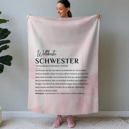 personalisierte decke definition schwester rosa aquarell mit name Definitions Designs 1