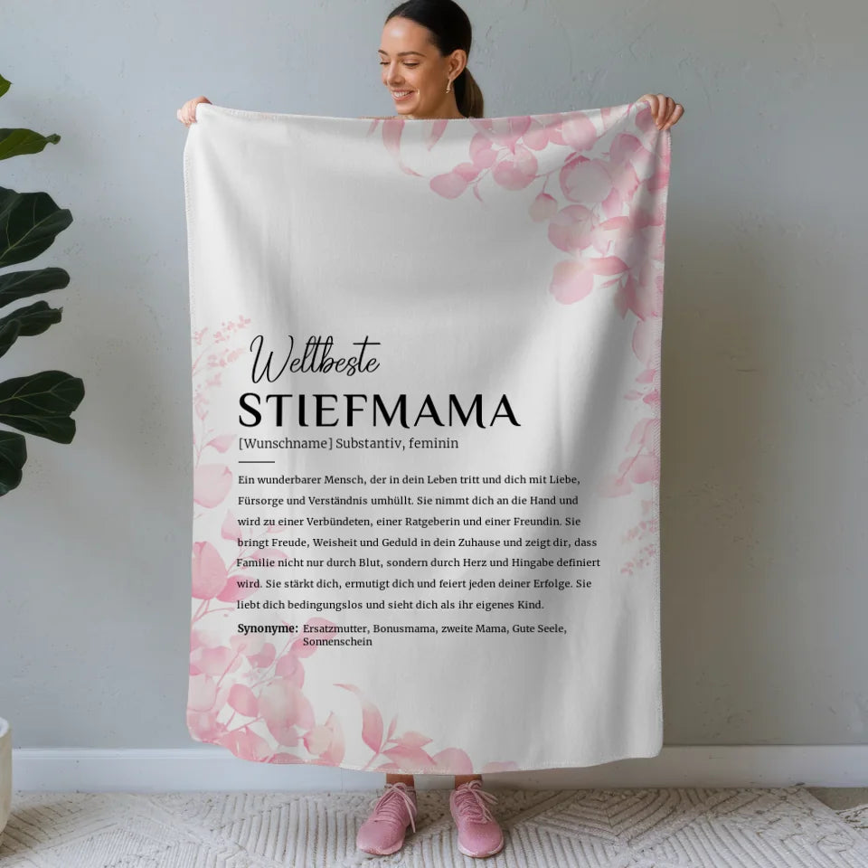 personalisiertes rosa floral decke stiefmama definition mit name Definitions Designs 1