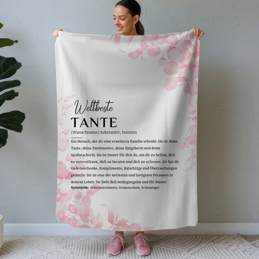 personalisierte rosa floral decke definition tante mit name Definitions Designs 1