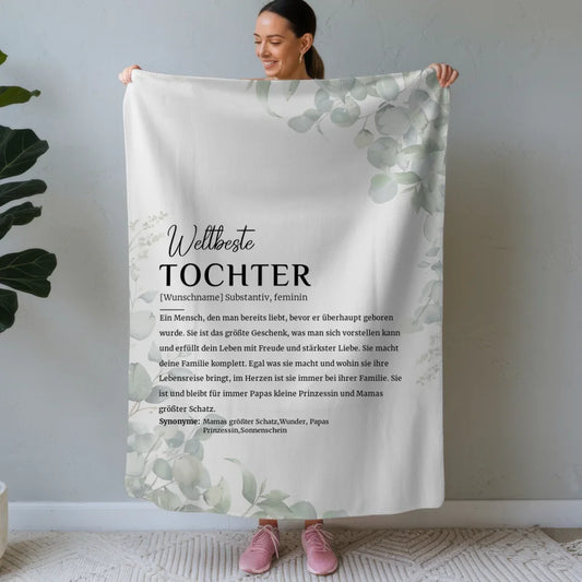 personalisierte decke mit definition tochter eukalyptus design mit name Definitions Designs 1