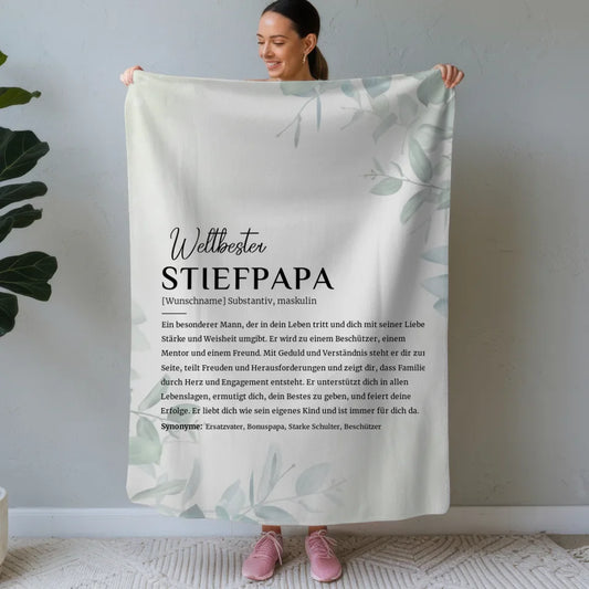 personalisierte decke definition stiefpapa eukalyptus stil mit name Definitions Designs 1