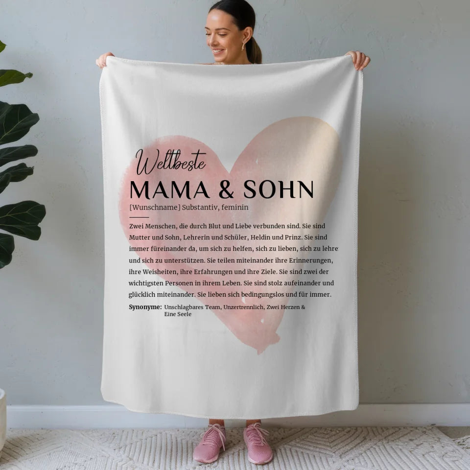 personalisierte decke definition mama sohn mit name wasserfarben rot Definitions Designs 1