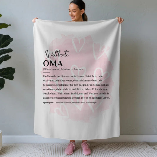 personalisierte decke definition oma mit name herzchen rosa Definitions Designs 1