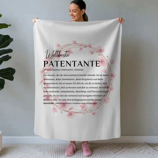 personalisierte decke definition patentante mit name blutenkranz geschenk Definitions Designs 1