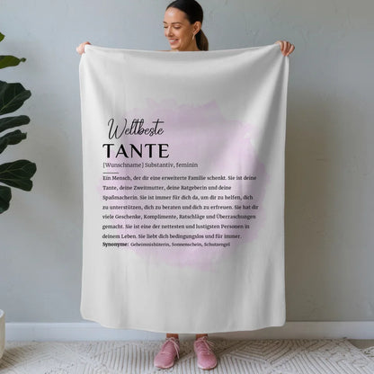 personalisierte decke tante mit name pinsel klecks rosa Definitions Designs 1