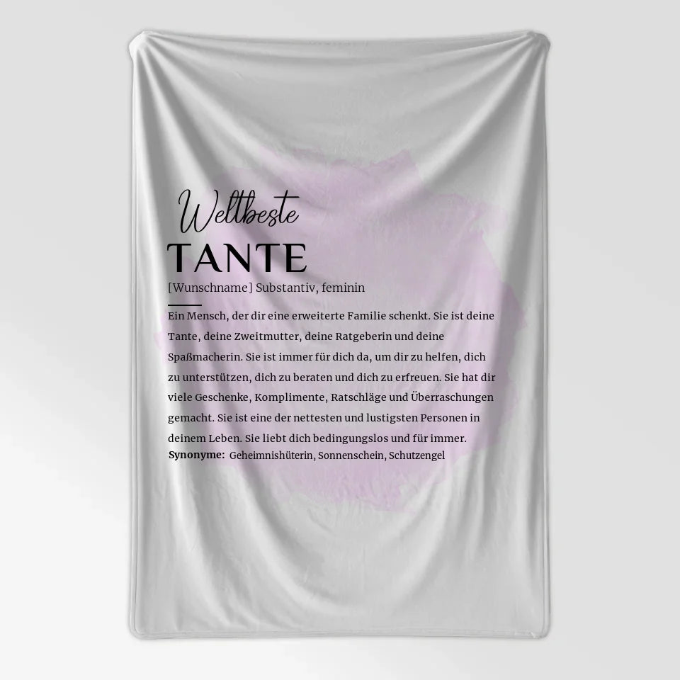 personalisierte decke tante mit name pinsel klecks rosa 7