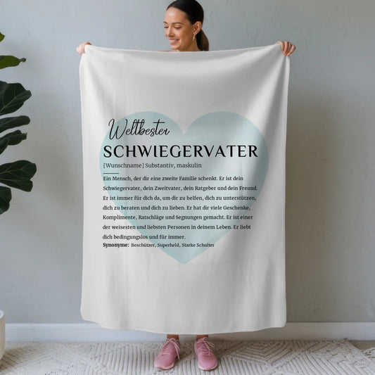 personalisierte decke definition schwiegervater mit name wasserfarben herz Definitions Designs 1