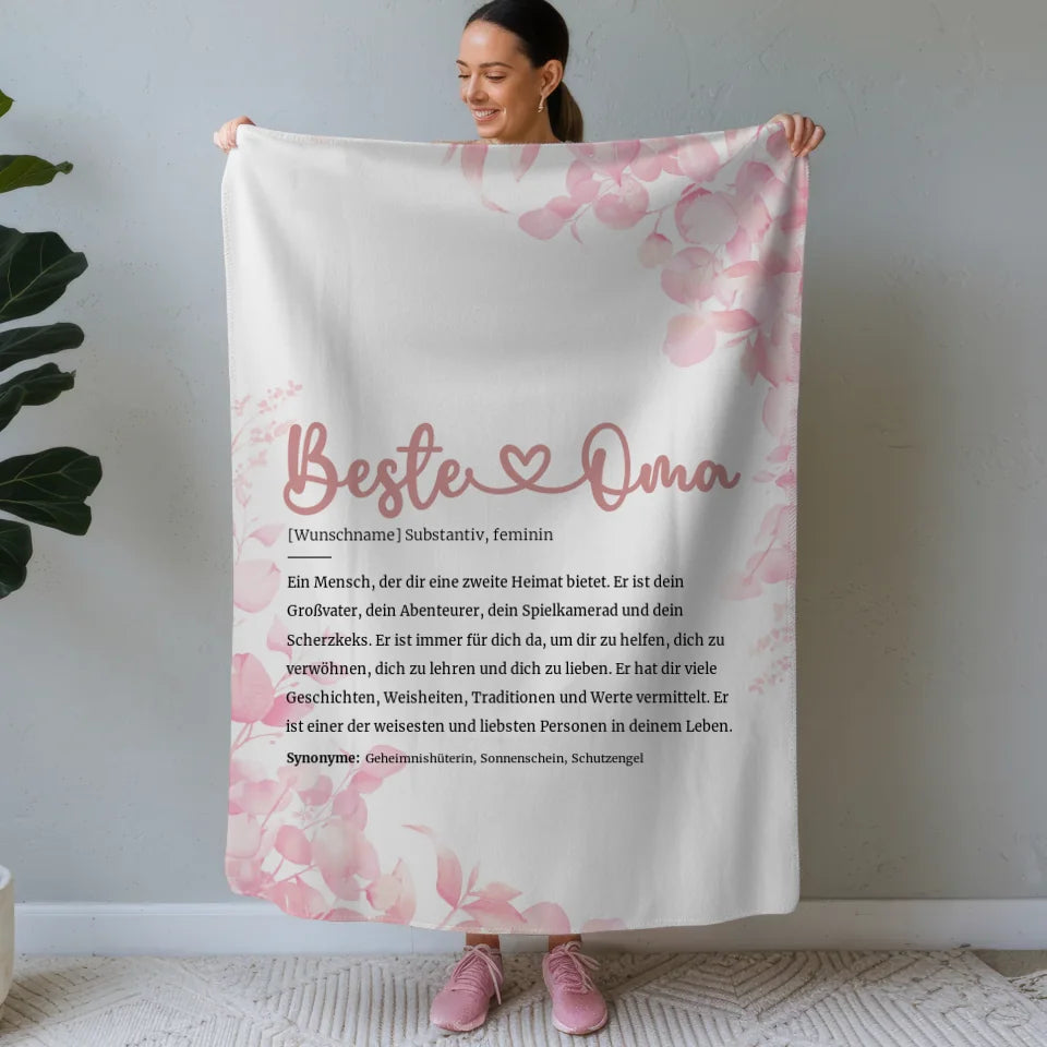 personalisierte decke beste oma herz mit name definition geschenk Definitions Designs 1