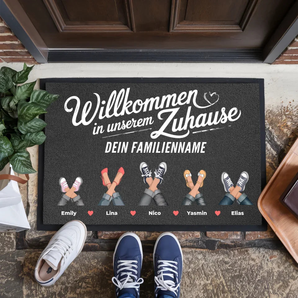 Willkommen Unser Zuhause Fußmatte Personalisiert Eure Sneaker