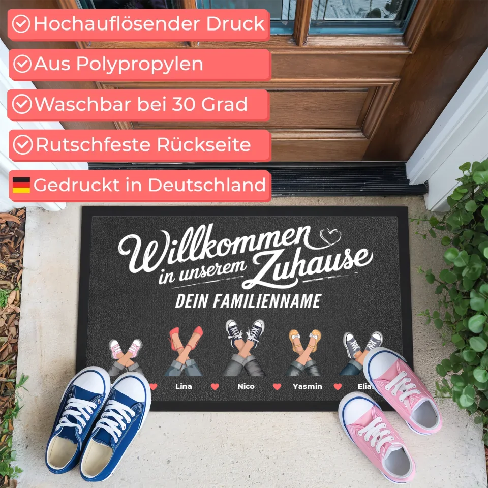 Willkommen Unser Zuhause Fußmatte Personalisiert Eure Sneaker