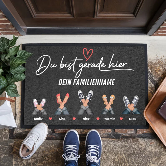 Personalisierte Fußmatte Schuhe und Pfoten Du bist gerade hier