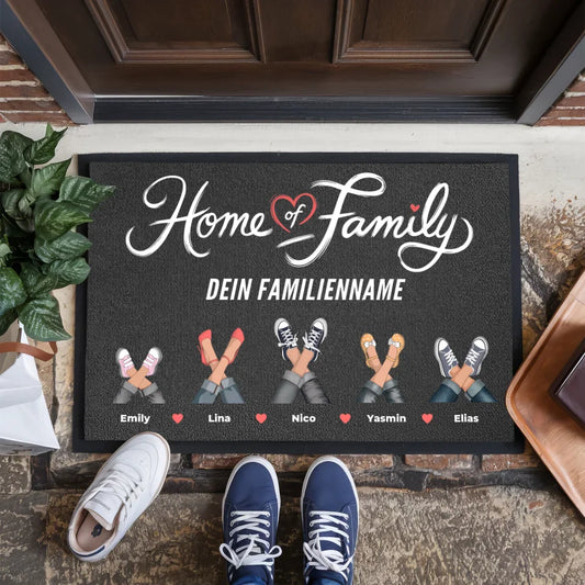 Personalisierte Fußmatte Home of Family Eure Schuhe als Cliparts