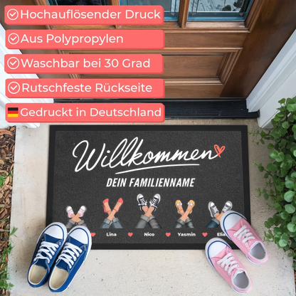 Individuelle Fußmatte mit Sneaker Cliparts Willkommen personalisiert