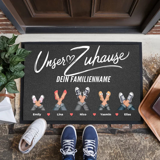 Personalisierte Fußmatte Schuhe und Pfoten für unser Zuhause