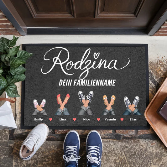 Individuelle Fußmatte mit Familie auf Polnisch Rodzina 1