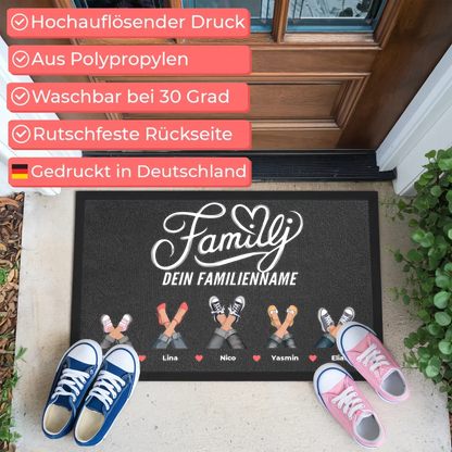 Personalisierte Fußmatte Eure Sneaker Familie Auf Schwedisch Familj