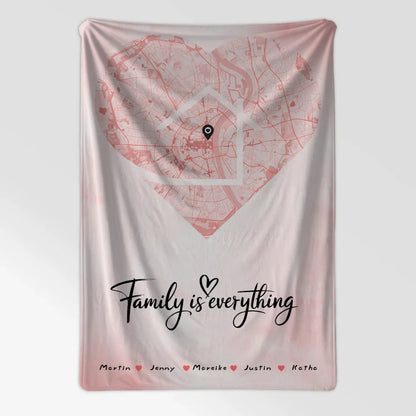 personalisierte familiendecke stadtkarte herz form mit nachname family is everything 7