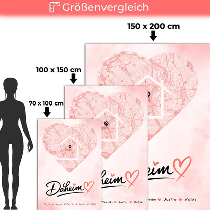 personalisierte decke familie stadtkarte daheim herz form 5