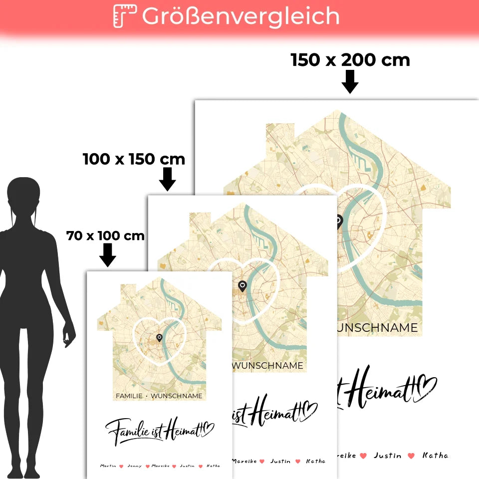 personalisierte familiendecke stadtkarte familie ist heimat mit nachname 5