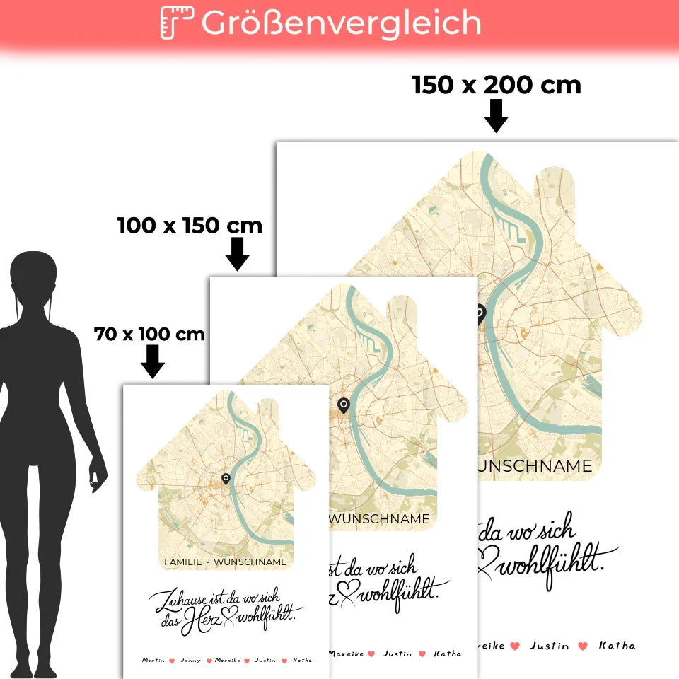 personalisiertes familiendecke mit stadtkarte das herz wohlfuhlt hausform 5