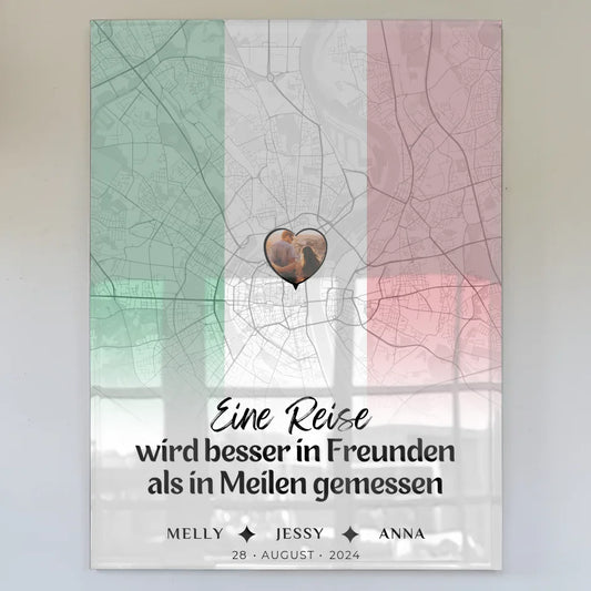 personalisiertes acrylglas bild freundinnen stadtkarte italien erinnerungen Stadtkarte für Freundinnen Urlaub 1