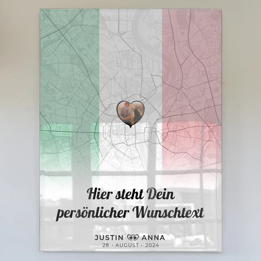 personalisiertes acrylglas bild stadtkarte paare italien foto Stadtkarte für Paare mit Wunschtext 1