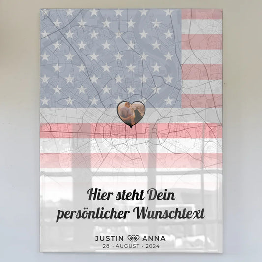 personalisiertes acrylglas bild paare stadtkarte foto usa wunschtext Stadtkarte für Paare mit Wunschtext 1