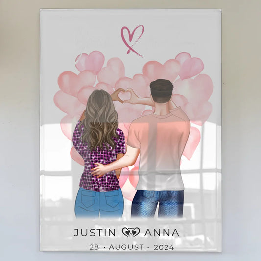 Personalisiertes Acrylglas Bild für Paare Figuren You & Me mit Namen