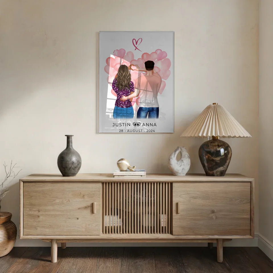 Personalisiertes Acrylglas Bild für Paare Figuren You & Me mit Namen