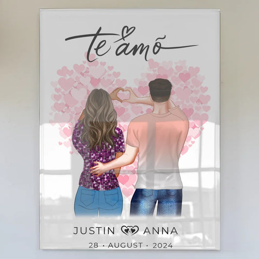 Personalisiertes Acrylglas Bild Paare Figuren Te Amo mit Namen