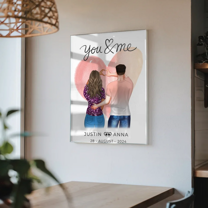 Personalisiertes Acrylglas Bild Figuren You & Me mit Namen für Paare