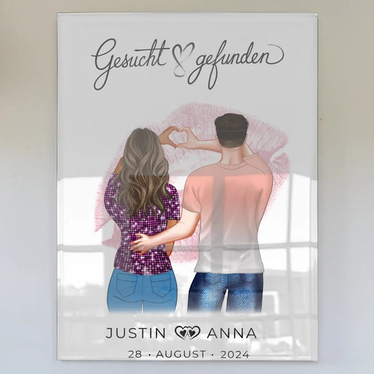 Personalisiertes Acrylglas Bild für Paare mit Namen Figuren mit Namen