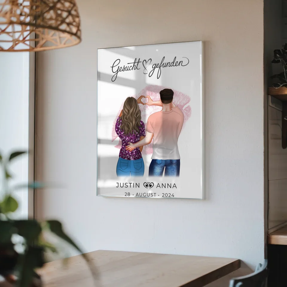 Personalisiertes Acrylglas Bild für Paare mit Namen Figuren mit Namen