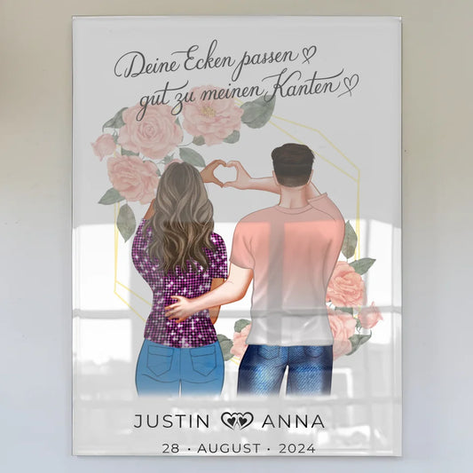 Personalisiertes Acrylglas Bild Paare Figuren Deine Ecken Passen Gut Zu Meinen Kanten