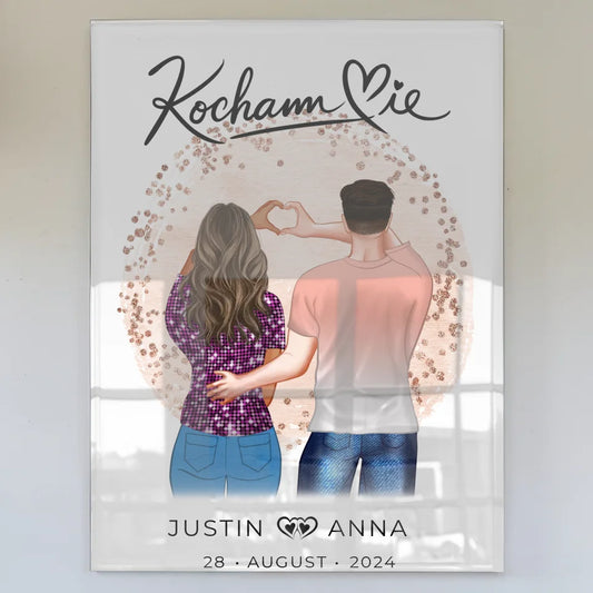 Personalisiertes Acrylglas Bild Paare Figuren Kocham Cie mit Namen Verliebte
