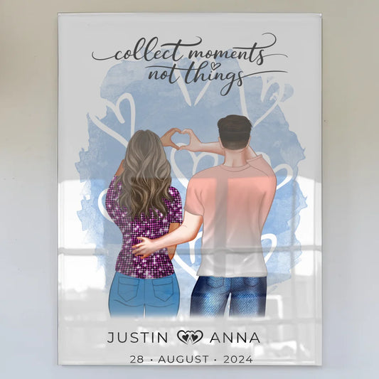 Acrylglas Bild personalisiert Paare Figuren Collect Moments Not Things