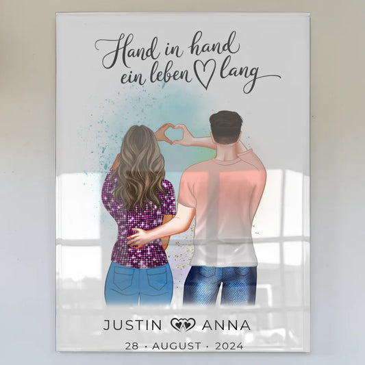 Personalisiertes Acrylglas Bild Paare Hand In Hand