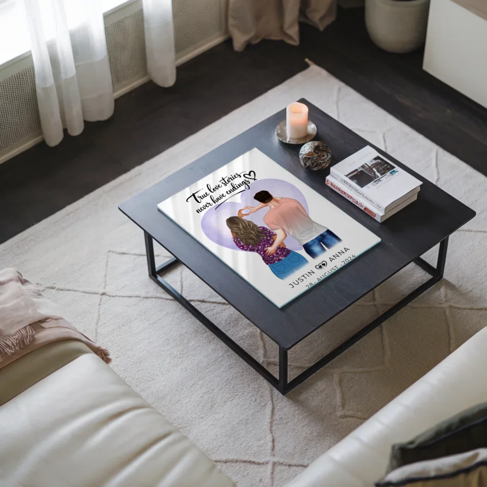 Personalisiertes Acrylglas Bild Paare Figuren True Love Stories mit Datum
