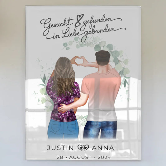 Personalisiertes Acrylglas Bilder mit Namen & Datum für Paare