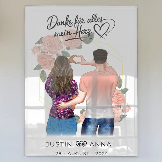 Personalisiertes Acrylglas Bild Danke Für Alles Mein Herz Paare Figuren