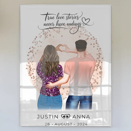 Personalisiertes Acrylglas Bild Paare Figuren True Love Stories mit Namen