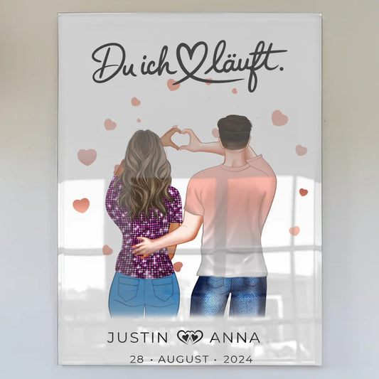 Personalisiertes Acrylglas Bild Du Ich Läuft für Paare Figuren